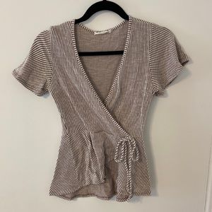 Brown and cream striped blouse
